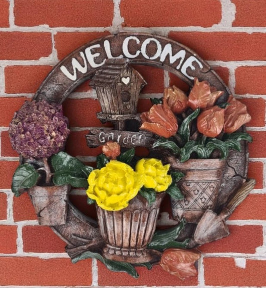 3D Welcome Door Hanging, Handmade Welcome Sign, 3D Floral Door Decoration, Handmade Garden Welcome Plaque, Front Door Art, Welcome Wall Art
