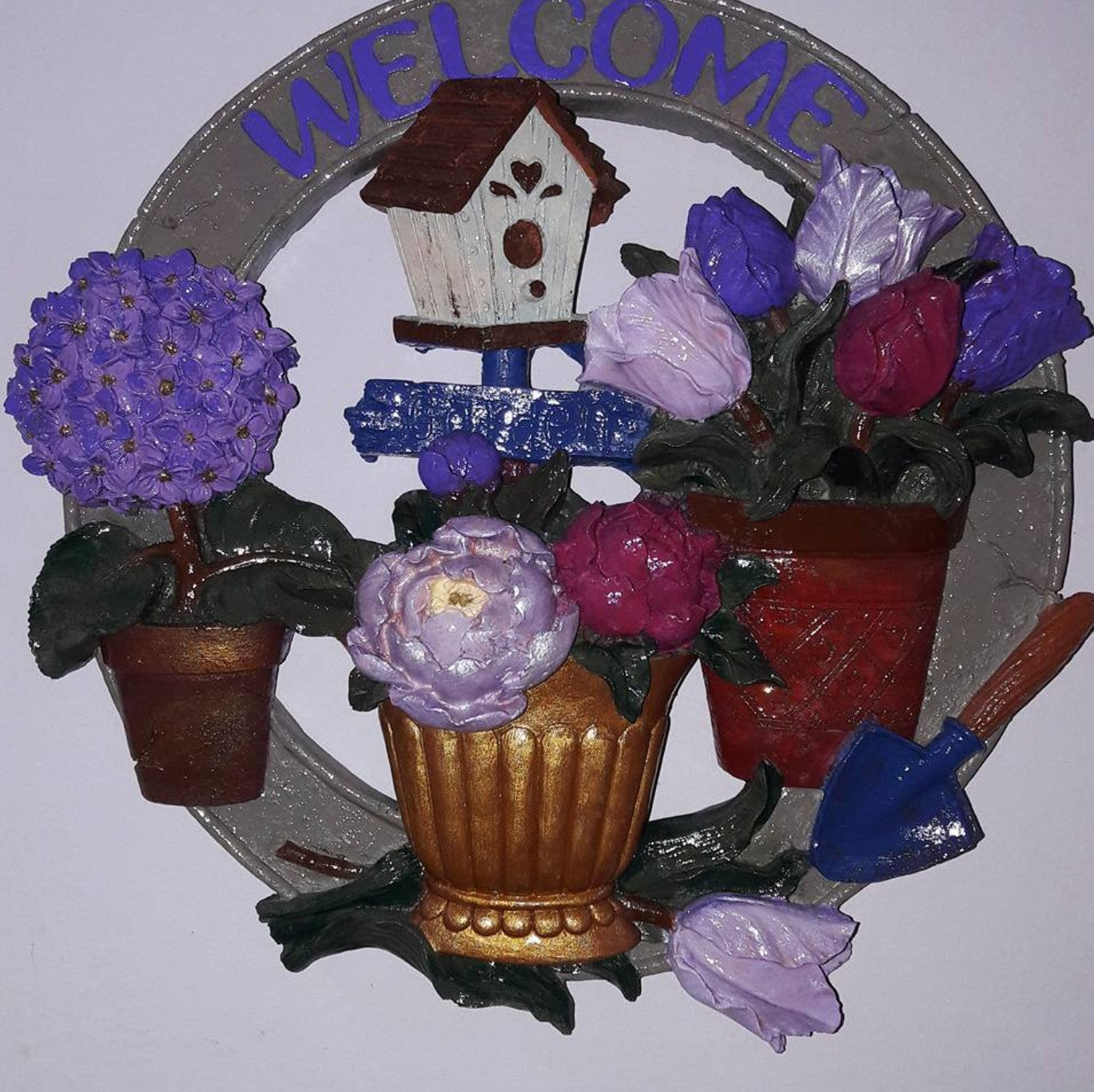 3D Welcome Door Hanging, Handmade Welcome Sign, 3D Floral Door Decoration, Handmade Garden Welcome Plaque, Front Door Art, Welcome Wall Art