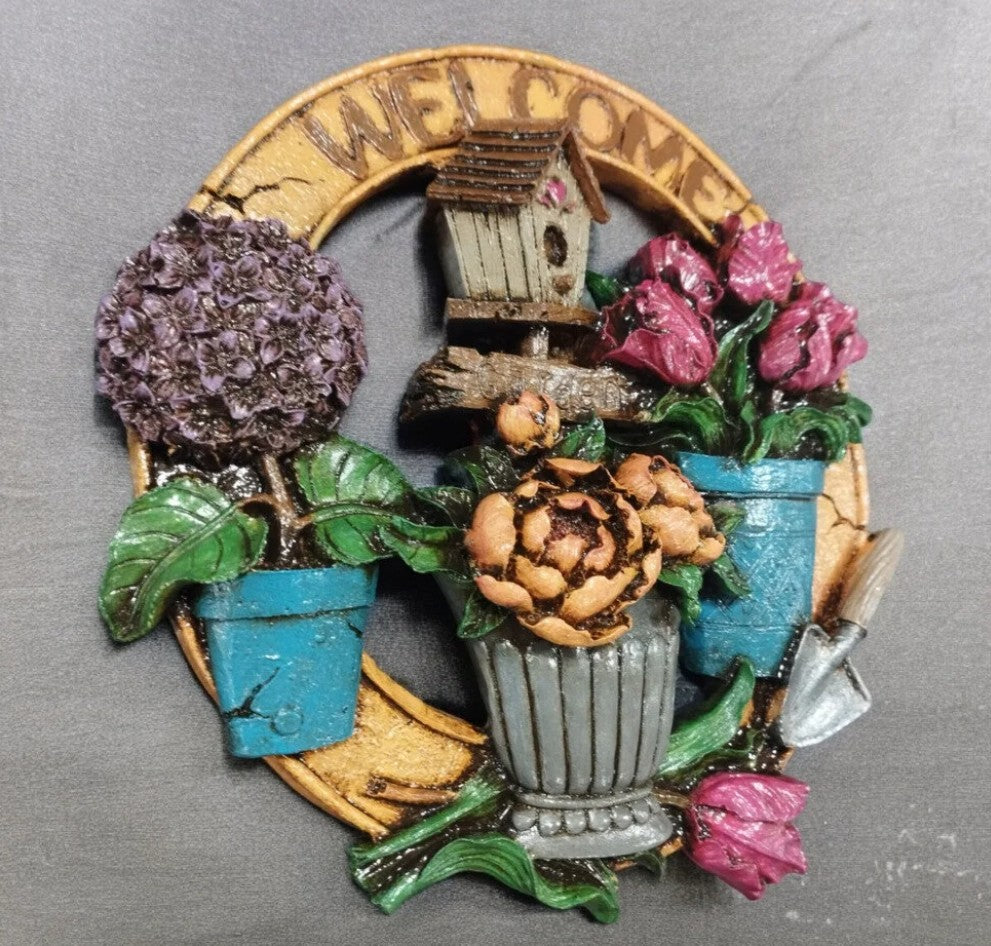 3D Welcome Door Hanging, Handmade Welcome Sign, 3D Floral Door Decoration, Handmade Garden Welcome Plaque, Front Door Art, Welcome Wall Art