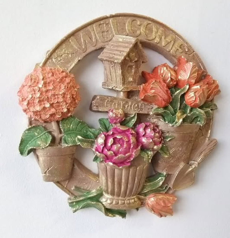 3D Welcome Door Hanging, Handmade Welcome Sign, 3D Floral Door Decoration, Handmade Garden Welcome Plaque, Front Door Art, Welcome Wall Art