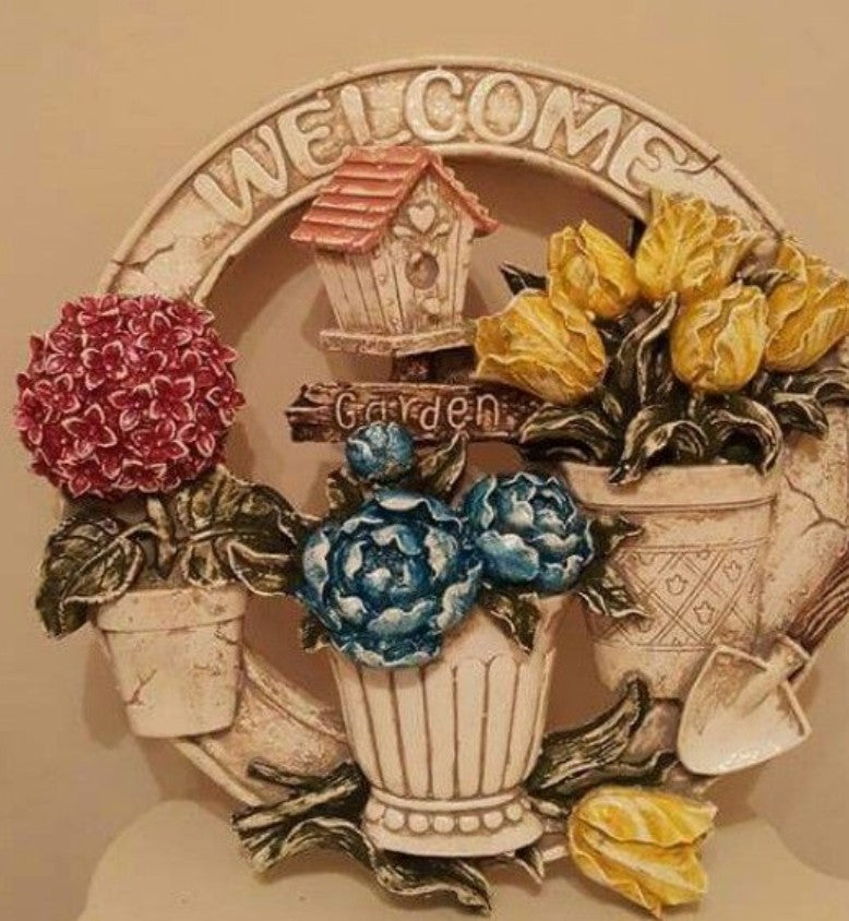 3D Welcome Door Hanging, Handmade Welcome Sign, 3D Floral Door Decoration, Handmade Garden Welcome Plaque, Front Door Art, Welcome Wall Art
