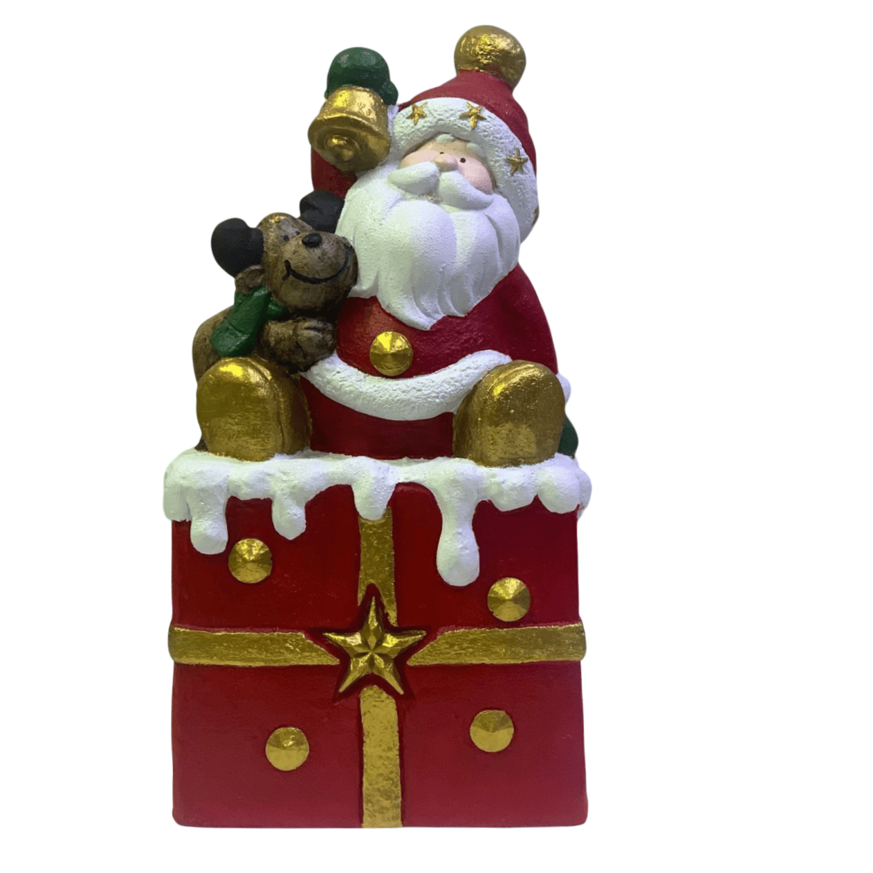 Handmade Santa Claus Decor, Christmas Figurine, Handmade Santa Statue, Handmade Santa Claus Sculpture, Handmade Santa Gift Box Decor