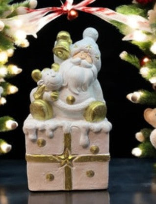 Handmade Santa Claus Decor, Christmas Figurine, Handmade Santa Statue, Handmade Santa Claus Sculpture, Handmade Santa Gift Box Decor