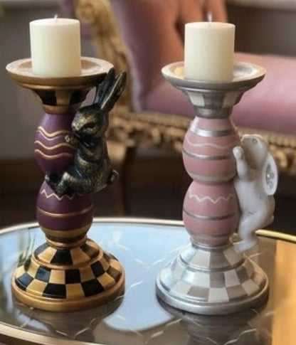 Set portacandele a forma di coniglietto pasquale con conigli rampicanti e uova, portacandele a forma di coniglio pasquale, portacandele a forma di coniglio pasquale, portacandele a forma di coniglietto, portacandele a forma di coniglio