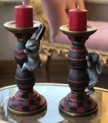 Set portacandele a forma di coniglietto pasquale con conigli rampicanti e uova, portacandele a forma di coniglio pasquale, portacandele a forma di coniglio pasquale, portacandele a forma di coniglietto, portacandele a forma di coniglio