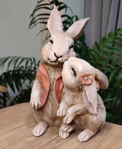 Easter Bunny Couple Figurine, Cute Rabbit Statue, Romantic Bunny Sculpture, Easter Bunny Decor, Rabbit Couple Statue, Romantic Rabbit Statue, Easter Bunny Couple Sculpture