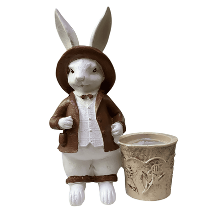 Handmade Basket Rabbit Decor, Cute Bunny Statue, Handmade Bunny Decor, Basket Rabbit Figurine, Handmade Rabbit Decor, Handmade Bunny Statue