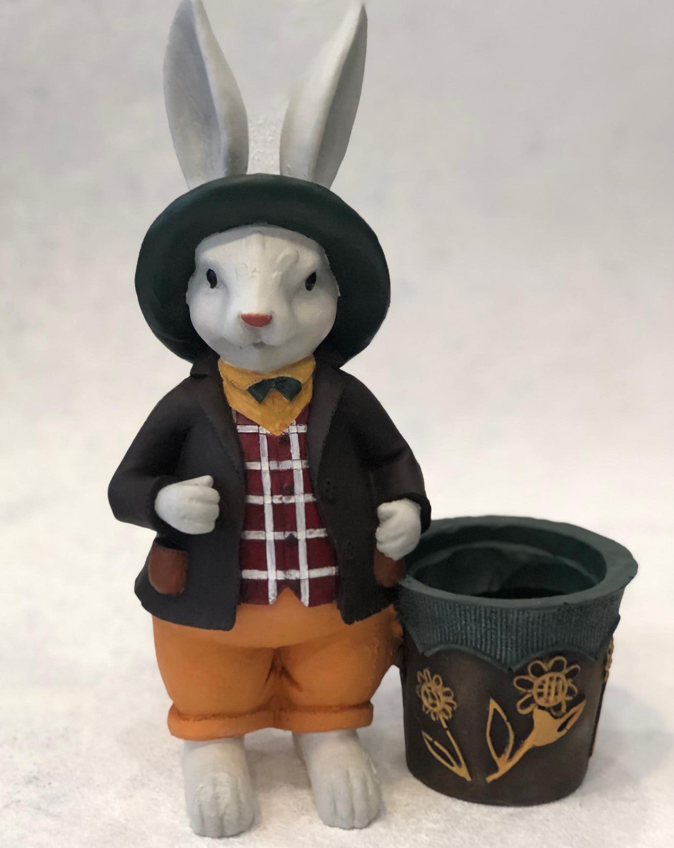 Handmade Basket Rabbit Decor, Cute Bunny Statue, Handmade Bunny Decor, Basket Rabbit Figurine, Handmade Rabbit Decor, Handmade Bunny Statue