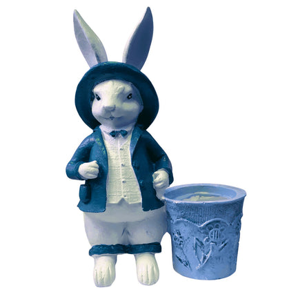Handmade Basket Rabbit Decor, Cute Bunny Statue, Handmade Bunny Decor, Basket Rabbit Figurine, Handmade Rabbit Decor, Handmade Bunny Statue
