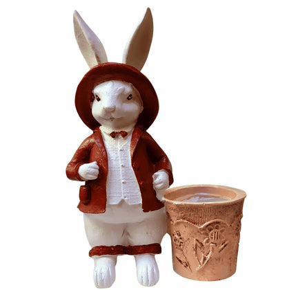 Handmade Basket Rabbit Decor, Cute Bunny Statue, Handmade Bunny Decor, Basket Rabbit Figurine, Handmade Rabbit Decor, Handmade Bunny Statue