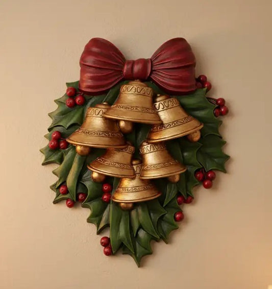 Handmade 3D New Year’s Bell Decor, Christmas Wall Bell Ornament, Holiday Bells Decoration