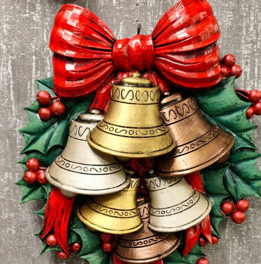 Handmade 3D New Year’s Bell Decor, Christmas Wall Bell Ornament, Holiday Bells Decoration
