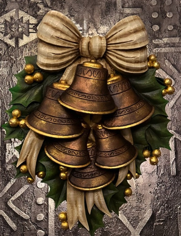 Handmade 3D New Year’s Bell Decor, Christmas Wall Bell Ornament, Holiday Bells Decoration