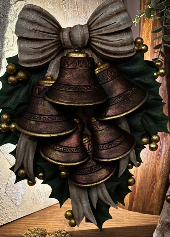 Handmade 3D New Year’s Bell Decor, Christmas Wall Bell Ornament, Holiday Bells Decoration
