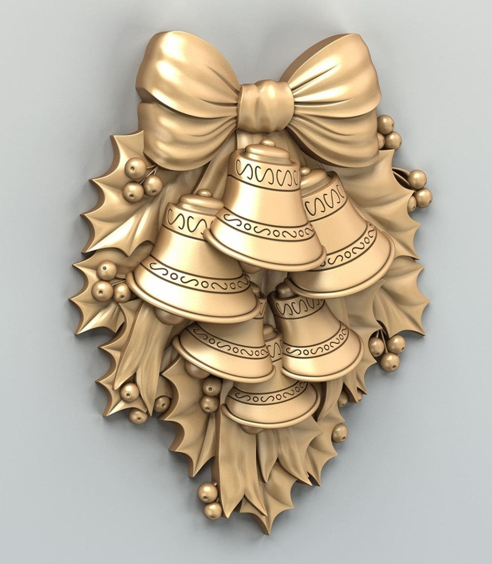 Handmade 3D New Year’s Bell Decor, Christmas Wall Bell Ornament, Holiday Bells Decoration