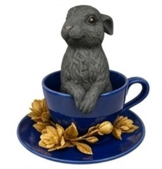 Handmade Rabbit Decor in Teacup Bunny Figurine, Polyester Spring Table Decoration, Easter Rabbit Sculpture