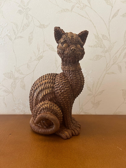 Woven Cat Statue, Handmade Polyester Cat Figurine, Unique Cat Lover Gift, Cat Statue, Woven Cat Sculpture, Cat Lover Home Decor, Cat Decor, Cat Sculpture, Cat Objects