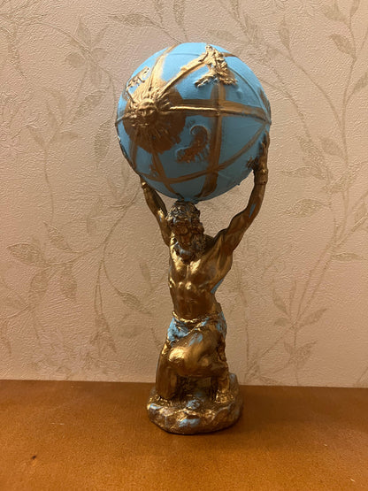 Atlas hält die Globus-Statue, Atlas-Figur, griechische Mythologie-Dekor, Atlas-Skulptur, Mythologie-Kunst-Dekor, Mythologie-Statue, Atlas-Büste-Dekor, Atlas-Statue