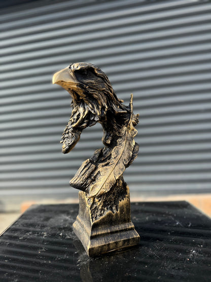 Eagle Bust Statue on Pedestal, Majestic Eagle Head Statue, Decorative Eagle Sculpture, Bald Eagle Pedestal Figurine, Wildlife Eagle Statue