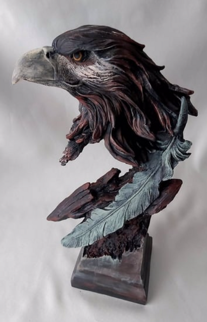 Eagle Bust Statue on Pedestal, Majestic Eagle Head Statue, Decorative Eagle Sculpture, Bald Eagle Pedestal Figurine, Wildlife Eagle Statue