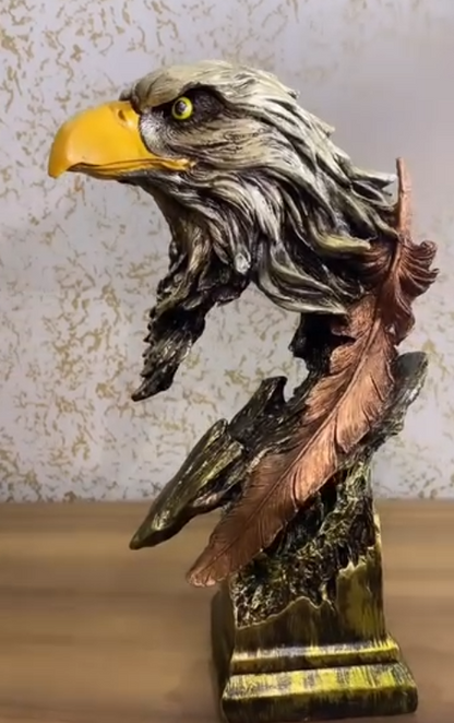 Eagle Bust Statue on Pedestal, Majestic Eagle Head Statue, Decorative Eagle Sculpture, Bald Eagle Pedestal Figurine, Wildlife Eagle Statue