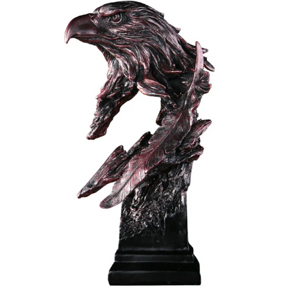 Eagle Bust Statue on Pedestal, Majestic Eagle Head Statue, Decorative Eagle Sculpture, Bald Eagle Pedestal Figurine, Wildlife Eagle Statue