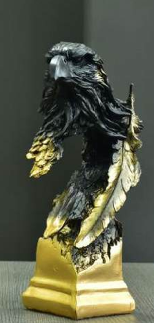 Eagle Bust Statue on Pedestal, Majestic Eagle Head Statue, Decorative Eagle Sculpture, Bald Eagle Pedestal Figurine, Wildlife Eagle Statue