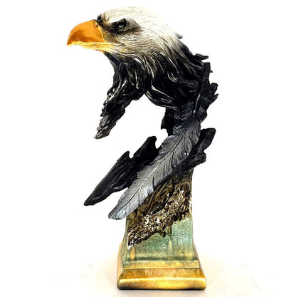 Eagle Bust Statue on Pedestal, Majestic Eagle Head Statue, Decorative Eagle Sculpture, Bald Eagle Pedestal Figurine, Wildlife Eagle Statue