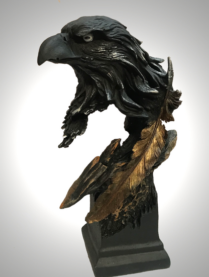 Eagle Bust Statue on Pedestal, Majestic Eagle Head Statue, Decorative Eagle Sculpture, Bald Eagle Pedestal Figurine, Wildlife Eagle Statue