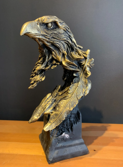 Eagle Bust Statue on Pedestal, Majestic Eagle Head Statue, Decorative Eagle Sculpture, Bald Eagle Pedestal Figurine, Wildlife Eagle Statue