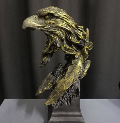 Eagle Bust Statue on Pedestal, Majestic Eagle Head Statue, Decorative Eagle Sculpture, Bald Eagle Pedestal Figurine, Wildlife Eagle Statue