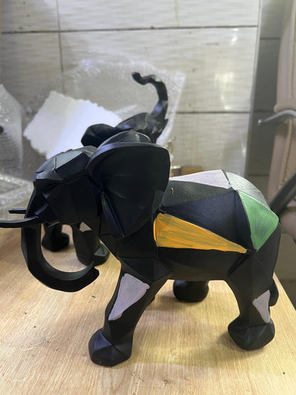 Cubic Elephant Statue Set, Modern Geometric Elephant Decor, Cubic Elephant Sculpture, Abstract Elephant Sculpture, Cubic Elephant Statue