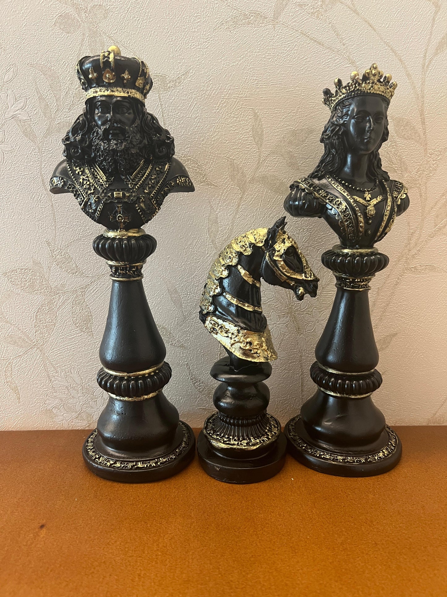 Large Chess Sculpture Set of 3, King Queen Horse Bust Chess, Chess Decor Set, Decorative Chess Pieces, Chess Statue, Chess Decor, Chess Sculpture, Chess Figurine