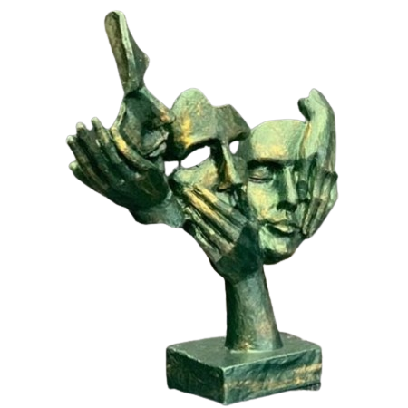 Abstract Three Face On Hand Statue, Tabletop Art Decor, Modern Face Sculpture, Abstract Design Decor, Face Sculpture, Face Statue, Face Decor, Face Objects, Face Figurine