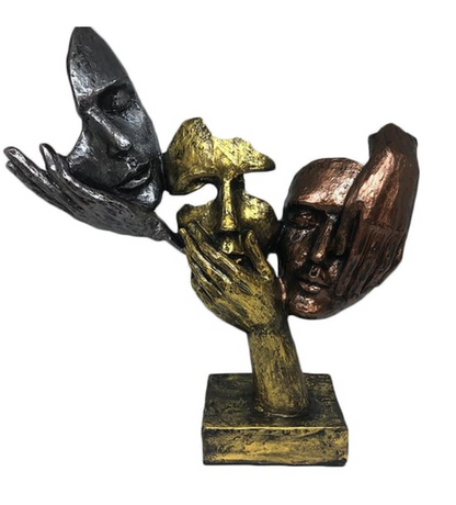 Abstract Three Face On Hand Statue, Tabletop Art Decor, Modern Face Sculpture, Abstract Design Decor, Face Sculpture, Face Statue, Face Decor, Face Objects, Face Figurine