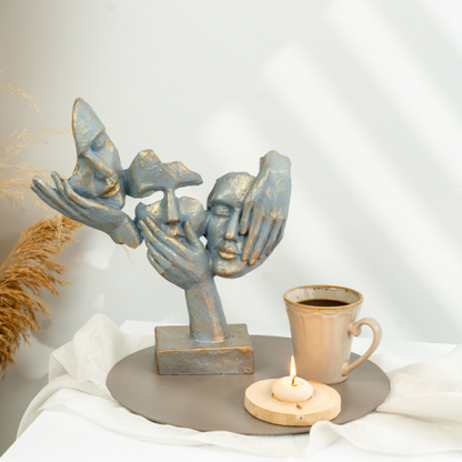 Abstract Three Face On Hand Statue, Tabletop Art Decor, Modern Face Sculpture, Abstract Design Decor, Face Sculpture, Face Statue, Face Decor, Face Objects, Face Figurine