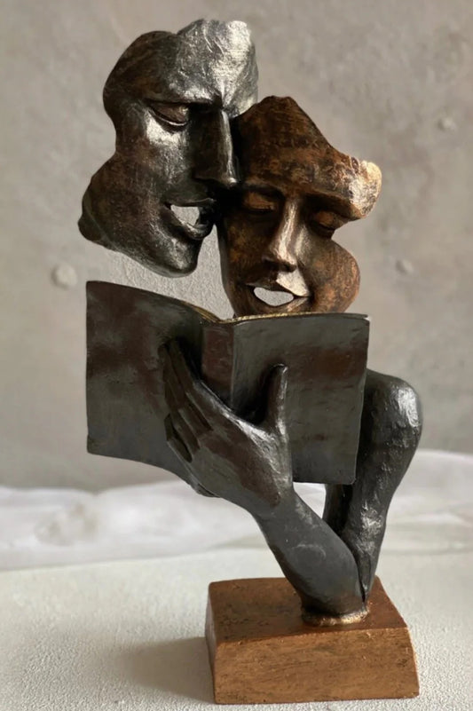 Couple Reading a Book Sculpture, Romantic Book Lovers Gift, Reading Couple Statue, Book Reading Art Decor, Book Lover Statue, Love Statue, Book Statue, Book Decor