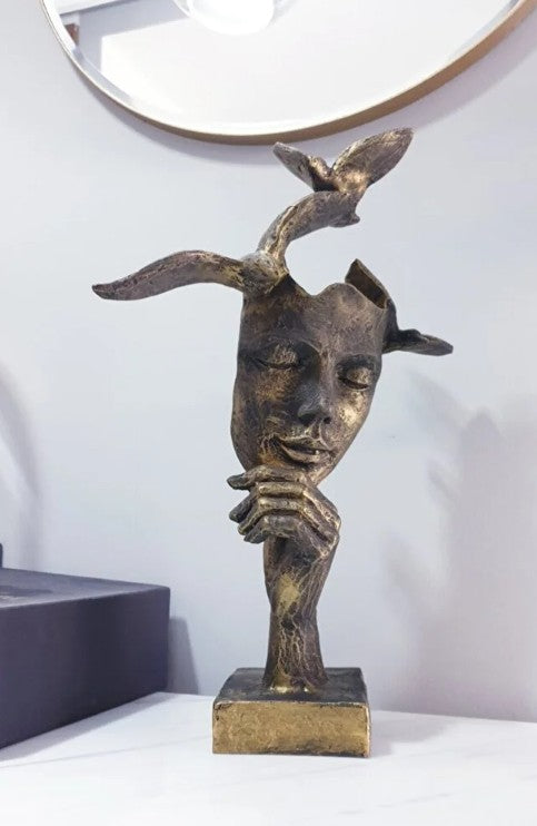 Abstract Face Decor, Abstract Face Art Decor, Modern Abstract Face Statue, Abstract Face Sculpture, Elegant Abstract Face Sculpture