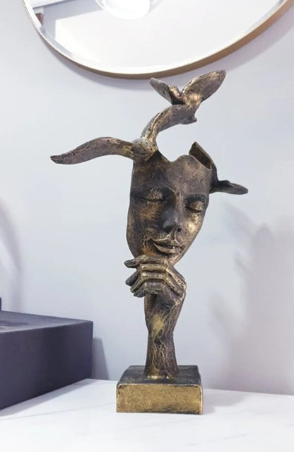 Abstract Face Decor, Abstract Face Art Decor, Modern Abstract Face Statue, Abstract Face Sculpture, Elegant Abstract Face Sculpture