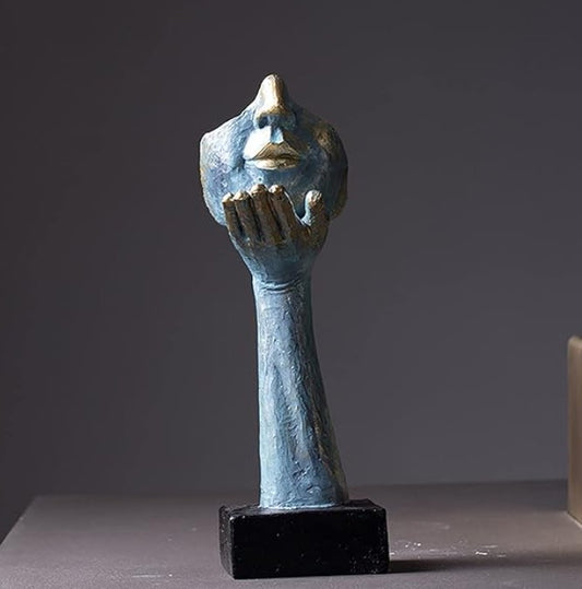 Handmade Face Decor Sculpture, Abstract Face Hand Statue, Modern Artistic Decor, Surreal Face Figurine, Abstract Expression Face Sculpture