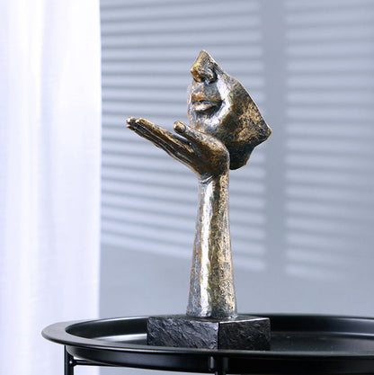 Handmade Face Decor Sculpture, Abstract Face Hand Statue, Modern Artistic Decor, Surreal Face Figurine, Abstract Expression Face Sculpture