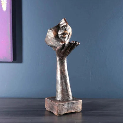 Handmade Face Decor Sculpture, Abstract Face Hand Statue, Modern Artistic Decor, Surreal Face Figurine, Abstract Expression Face Sculpture