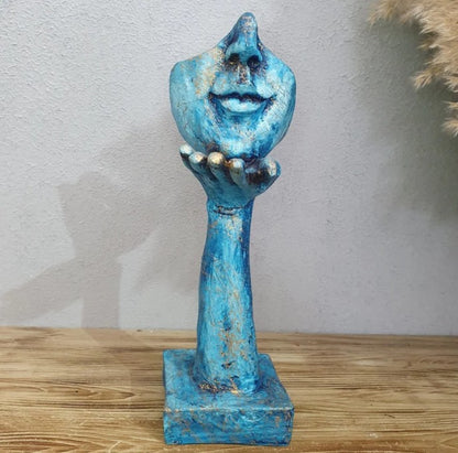 Handmade Face Decor Sculpture, Abstract Face Hand Statue, Modern Artistic Decor, Surreal Face Figurine, Abstract Expression Face Sculpture