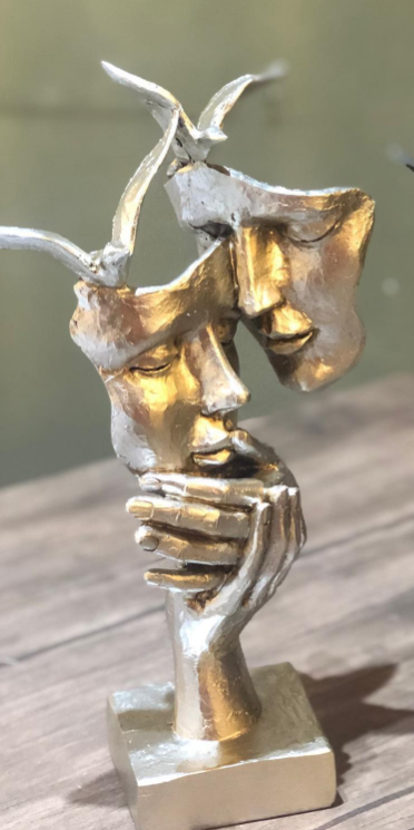 Romantic Lover Couple Statue, Modern Lover Couple Decor, Abstract Couple Sculpture, Lover Couple Face Statue, Abstract Romantic Statue