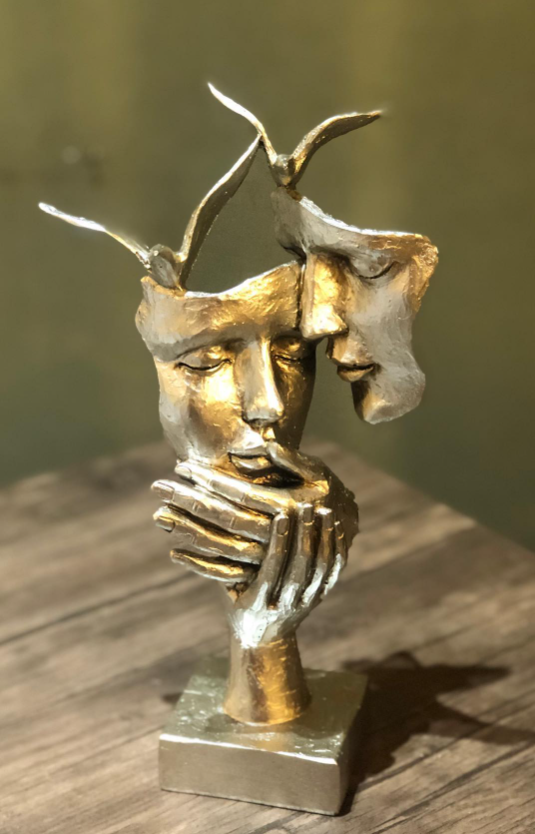 Romantic Lover Couple Statue, Modern Lover Couple Decor, Abstract Couple Sculpture, Lover Couple Face Statue, Abstract Romantic Statue