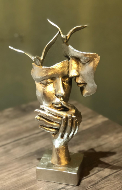 Romantic Lover Couple Statue, Modern Lover Couple Decor, Abstract Couple Sculpture, Lover Couple Face Statue, Abstract Romantic Statue