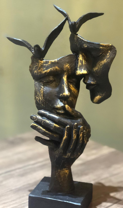 Romantic Lover Couple Statue, Modern Lover Couple Decor, Abstract Couple Sculpture, Lover Couple Face Statue, Abstract Romantic Statue