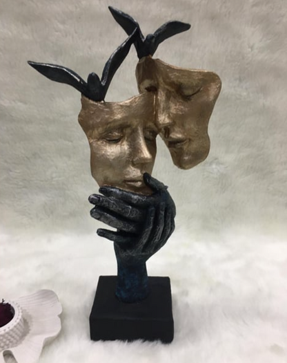 Romantic Lover Couple Statue, Modern Lover Couple Decor, Abstract Couple Sculpture, Lover Couple Face Statue, Abstract Romantic Statue