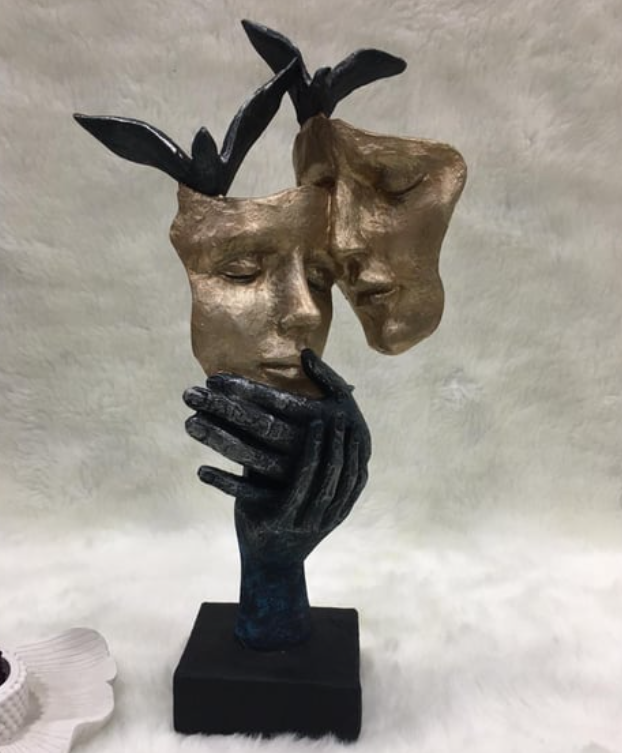 Romantic Lover Couple Statue, Modern Lover Couple Decor, Abstract Couple Sculpture, Lover Couple Face Statue, Abstract Romantic Statue