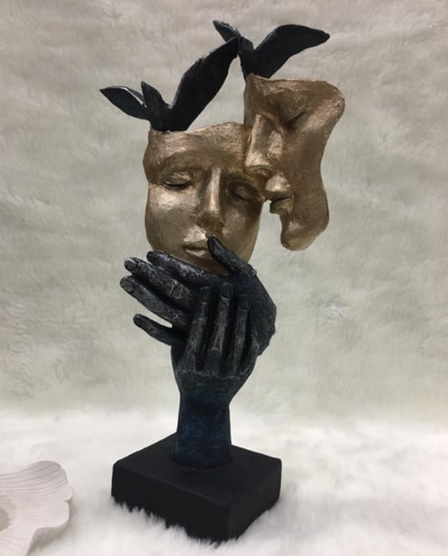 Romantic Lover Couple Statue, Modern Lover Couple Decor, Abstract Couple Sculpture, Lover Couple Face Statue, Abstract Romantic Statue